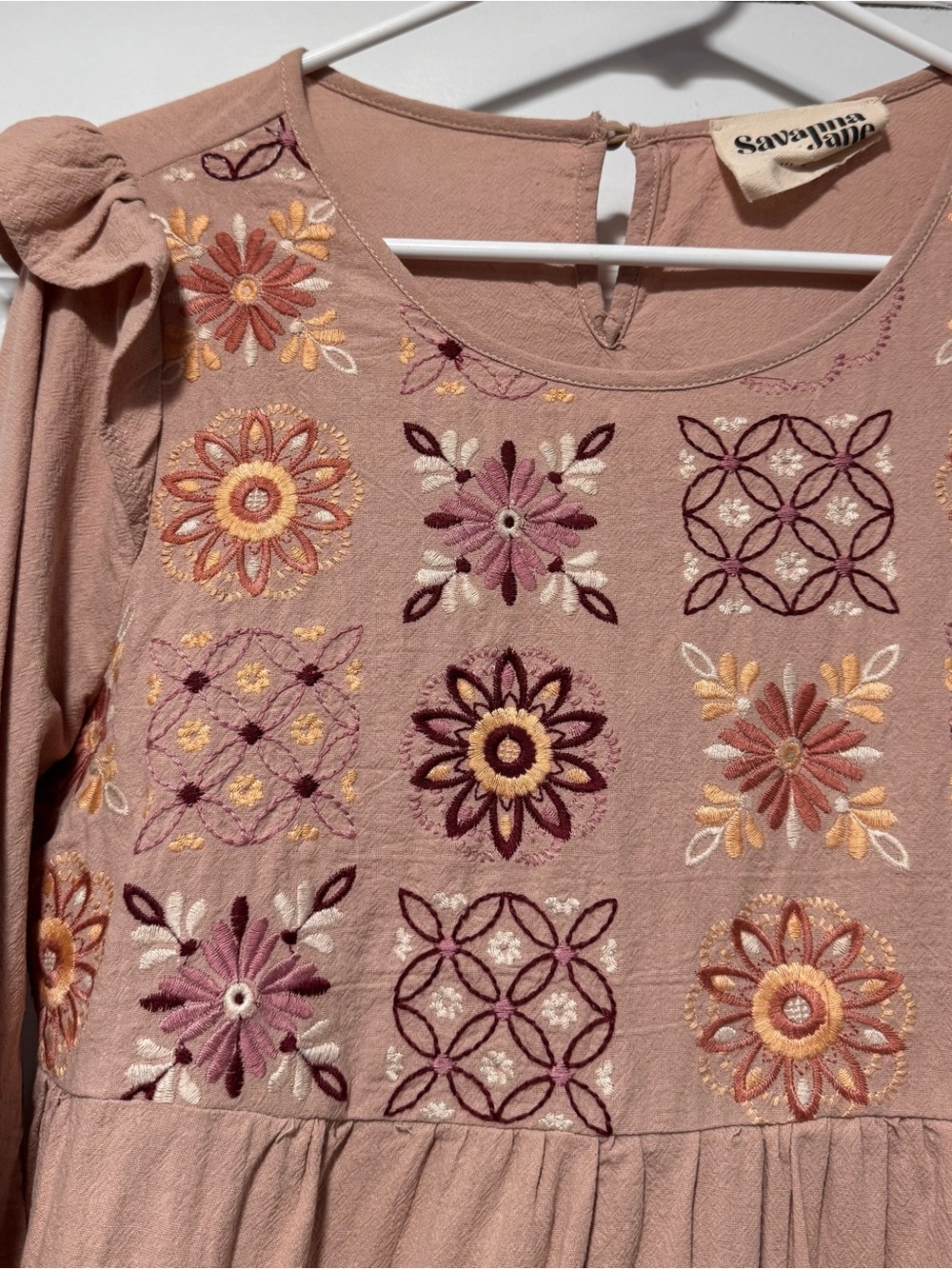 Savanna Jane Rosewood Embroidered Peasant Blouse - Picture 3 of 10